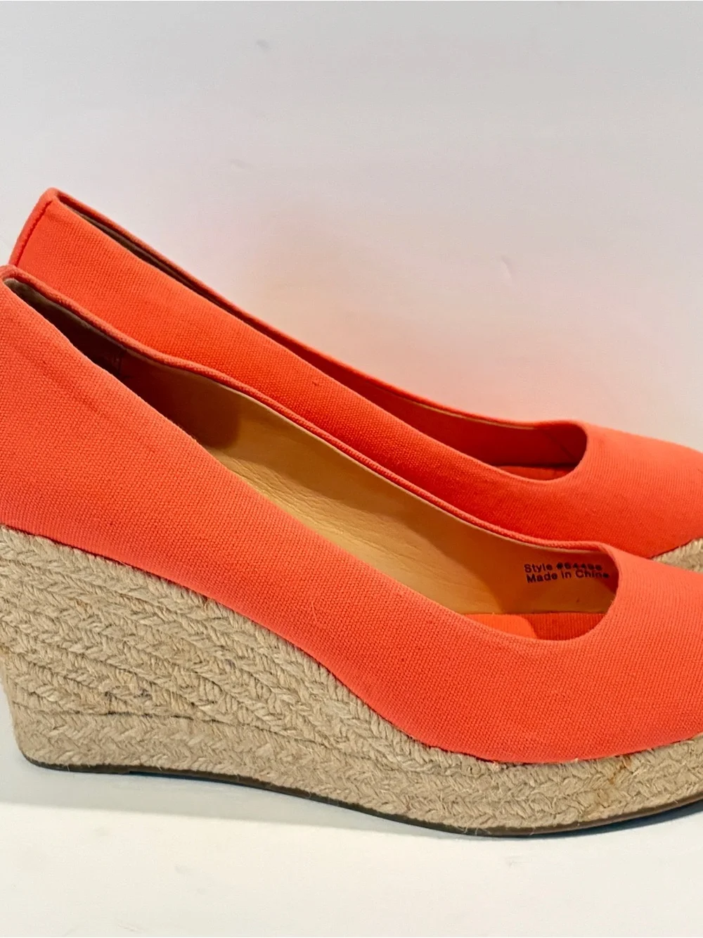 J Crew Seville Canvas Espadrille Wedges Neon Rose Coral Pink Jute Heels 9 Resort